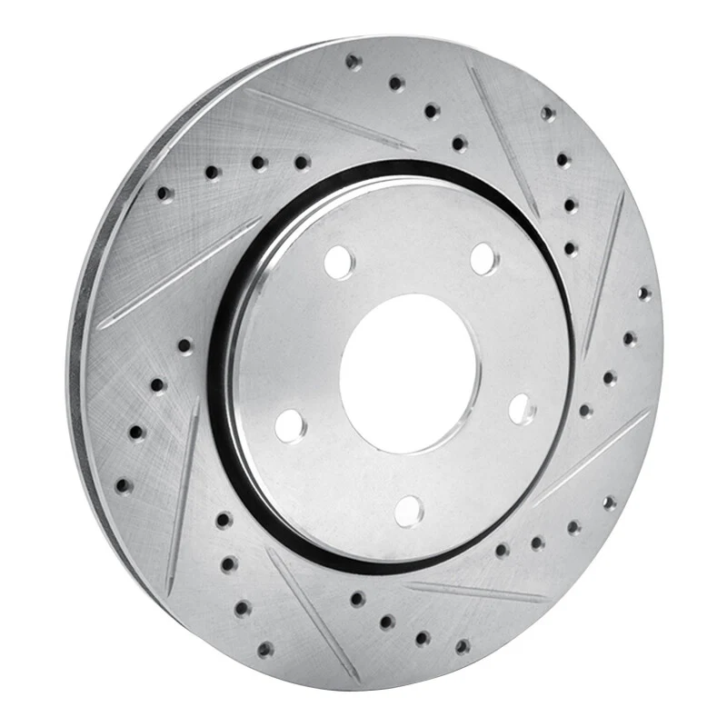 R1 08-16 Chrysler Town & Country Front Right Drilled & Slotted Silver Brake Rotor - Image 2