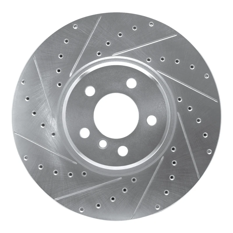 R1 08-19 BMW X6 Front Left Drilled & Slotted Silver Brake Rotor