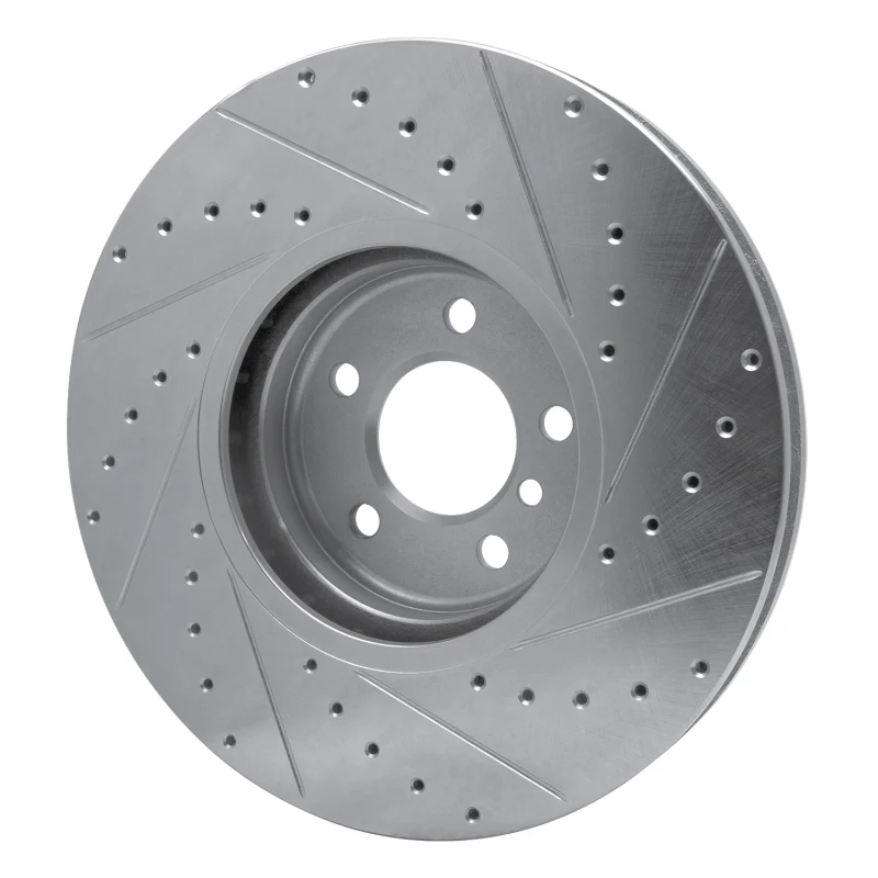 R1 08-19 BMW X6 Front Left Drilled & Slotted Silver Brake Rotor - Image 2