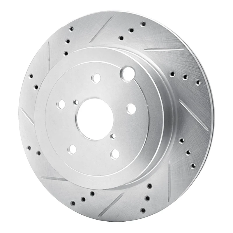 R1 08-20 Subaru Impreza Rear Left Drilled & Slotted Silver Brake Rotor - Image 5