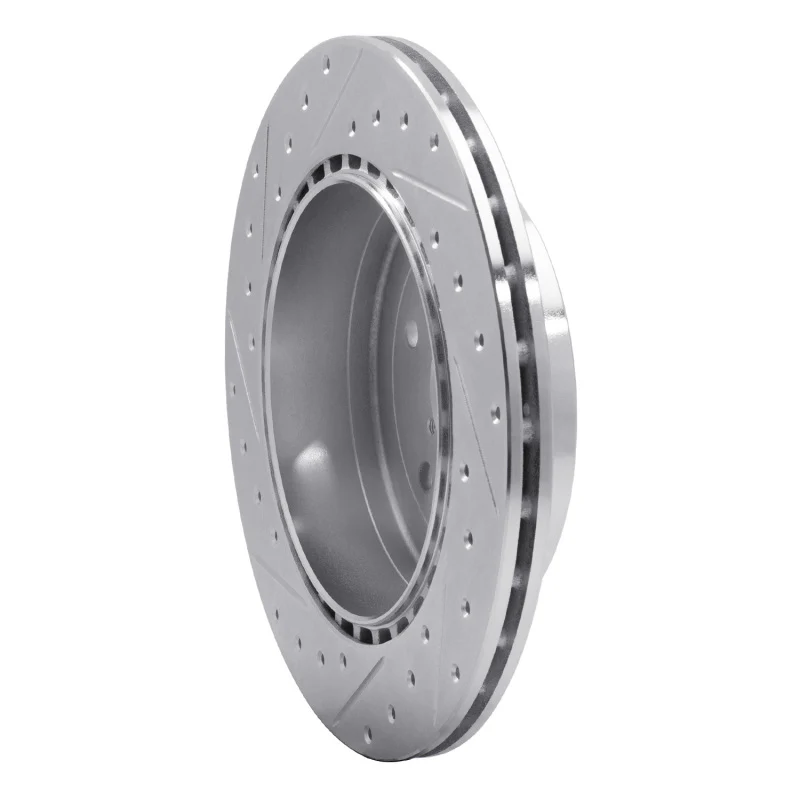 R1 08-20 Subaru WRX STI Rear Right Drilled & Slotted Silver Brake Rotor - Image 2