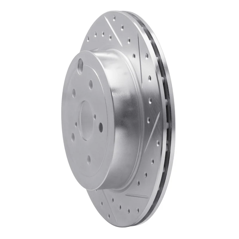 R1 08-20 Subaru WRX STI Rear Right Drilled & Slotted Silver Brake Rotor - Image 3