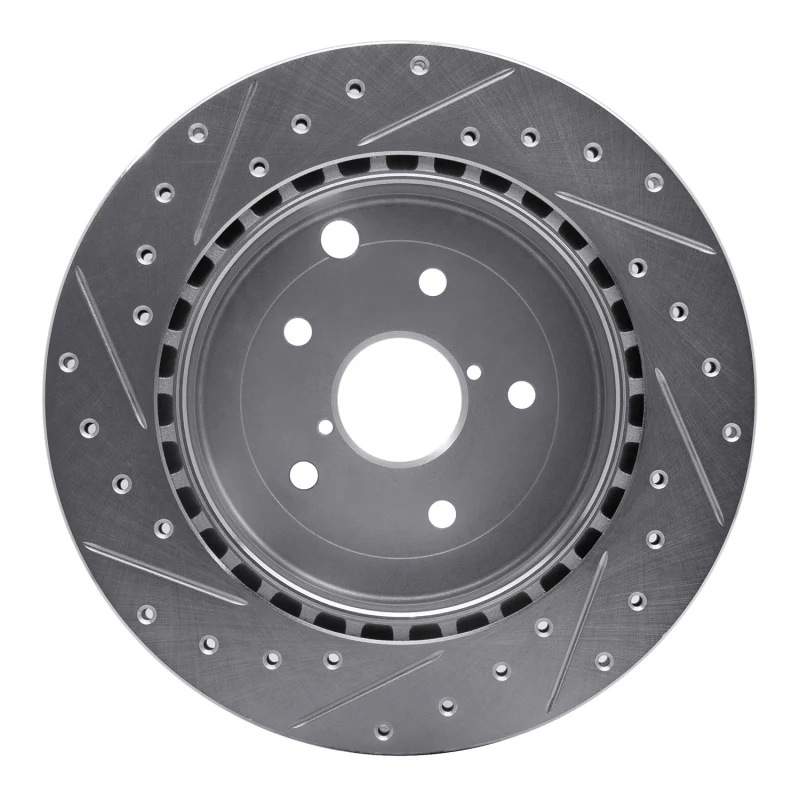 R1 08-20 Subaru WRX STI Rear Right Drilled & Slotted Silver Brake Rotor - Image 5