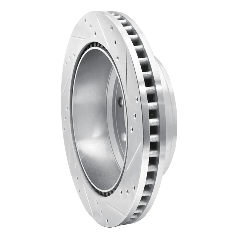 R1 08-25 Ford E-150 Rear Left Drilled & Slotted Silver Brake Rotor - Image 2