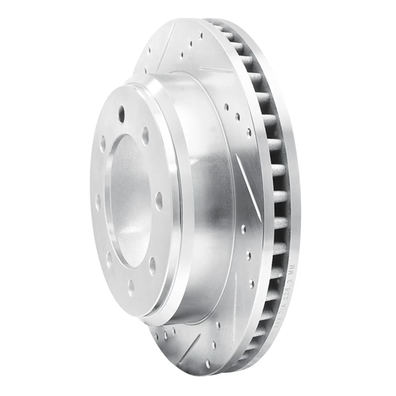 R1 08-25 Ford E-150 Rear Left Drilled & Slotted Silver Brake Rotor - Image 4