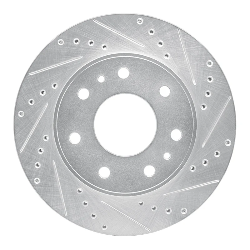 R1 09-09 Ford F-150 4WD Front Right Drilled & Slotted Silver Brake Rotor