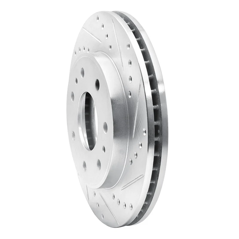 R1 09-09 Ford F-150 4WD Front Right Drilled & Slotted Silver Brake Rotor - Image 2