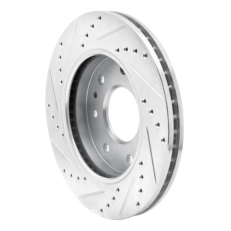 R1 09-09 Ford F-150 4WD Front Right Drilled & Slotted Silver Brake Rotor - Image 4