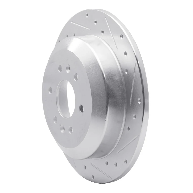 R1 09-10 Kia BORREGO Rear Right Drilled & Slotted Silver Brake Rotor - Image 4