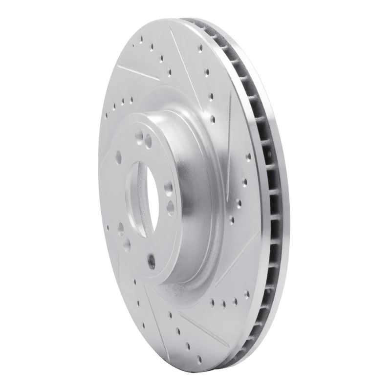R1 09-11 Hyundai Genesis Sedan Front Right Drilled & Slotted Silver Brake Rotor - Image 3