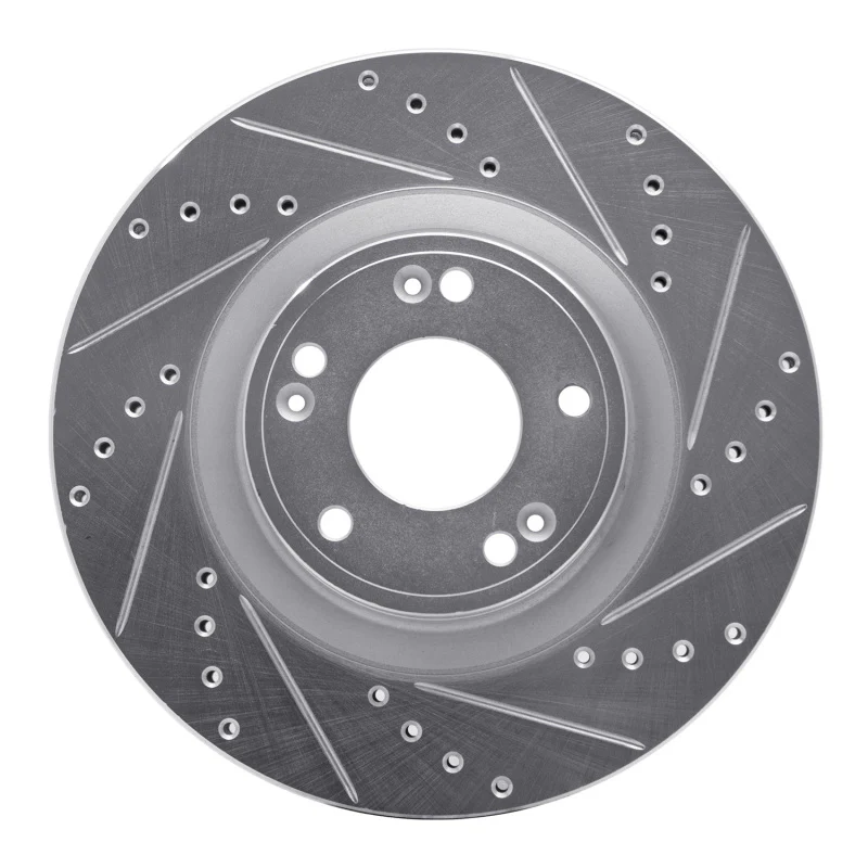 R1 09-11 Hyundai Genesis Sedan Front Right Drilled & Slotted Silver Brake Rotor - Image 5