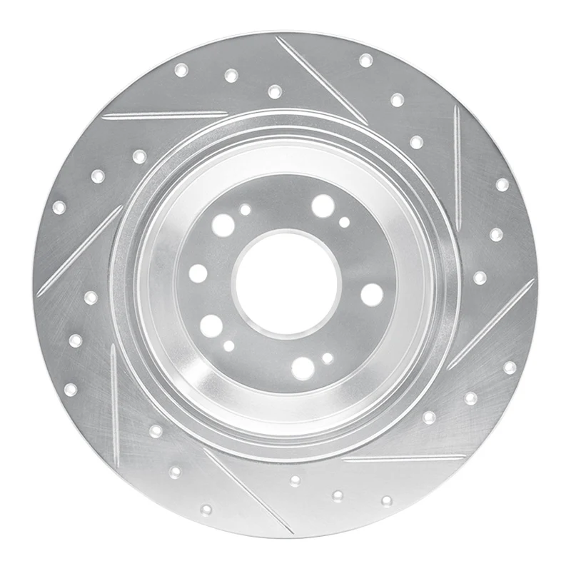 R1 09-14 Acura TL Rear Left Drilled & Slotted Silver Brake Rotor - Image 2