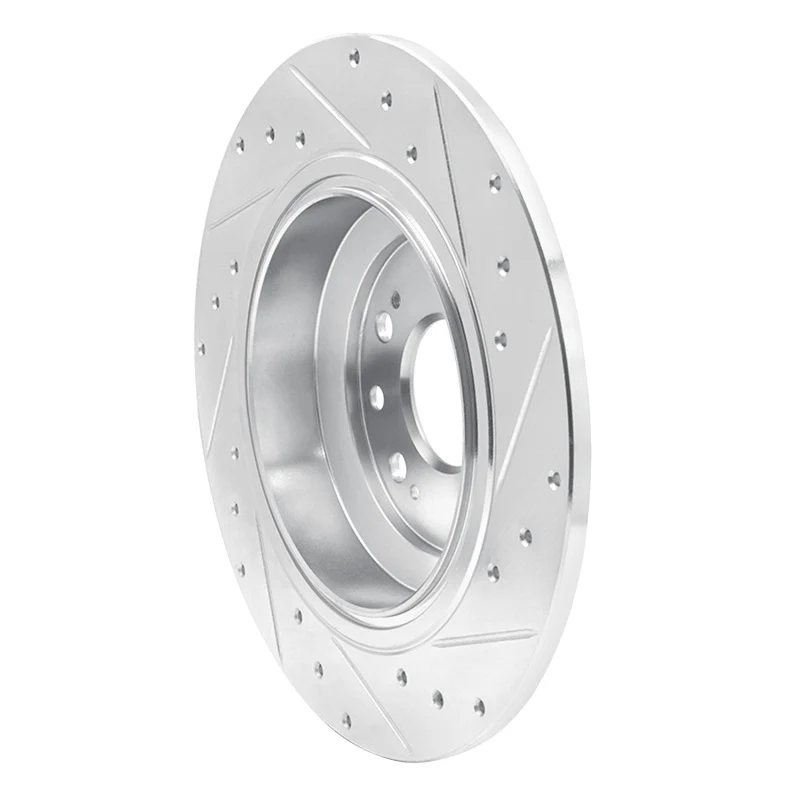 R1 09-14 Acura TL Rear Left Drilled & Slotted Silver Brake Rotor - Image 4