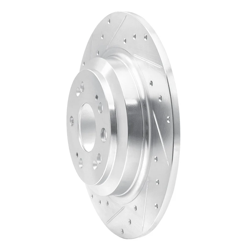R1 09-14 Acura TL Rear Left Drilled & Slotted Silver Brake Rotor - Image 5