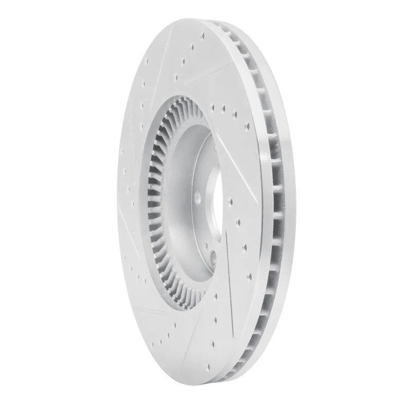 R1 09-14 Hyundai Genesis Sedan Front Right Drilled & Slotted Silver Brake Rotor - Image 5