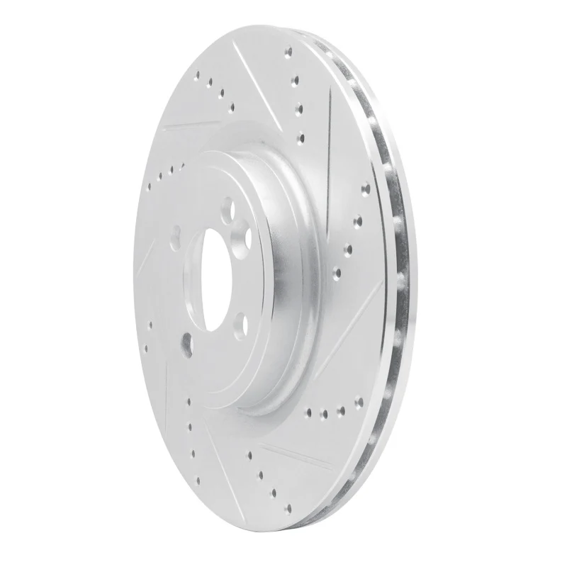 R1 09-14 Mini Cooper Clubman Front Right Drilled & Slotted Silver Brake Rotor - Image 4