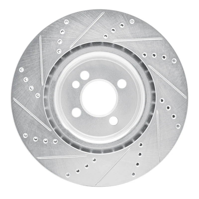 R1 09-14 Mini Cooper Clubman Front Right Drilled & Slotted Silver Brake Rotor - Image 5