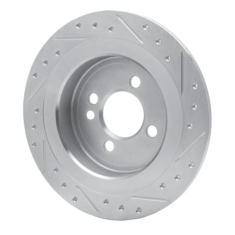 R1 09-14 Mini Cooper Clubman Rear Left Drilled & Slotted Silver Brake Rotor - Image 4