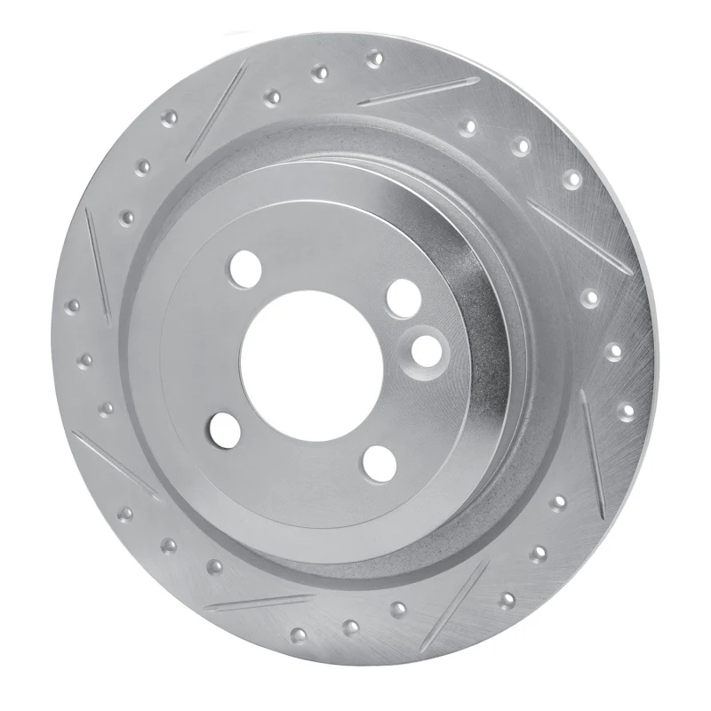 R1 09-14 Mini Cooper Clubman Rear Left Drilled & Slotted Silver Brake Rotor - Image 5
