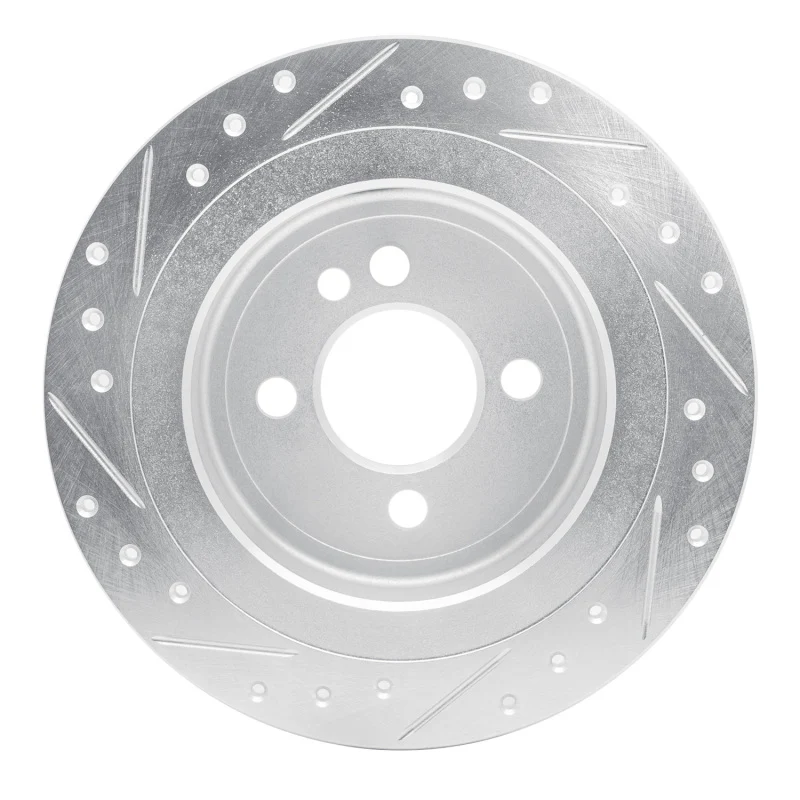 R1 09-14 Mini Cooper (Excl Clubman) Rear Right Drilled & Slotted Silver Brake Rotor - Image 4