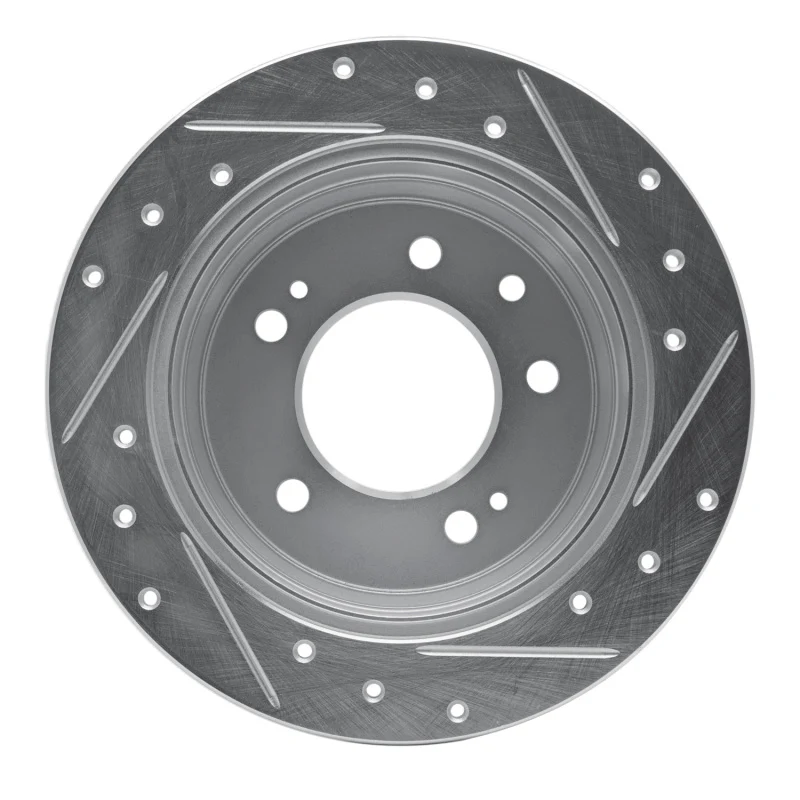 R1 09-16 Hyundai TUCSON Rear Left Drilled & Slotted Silver Brake Rotor - Image 4