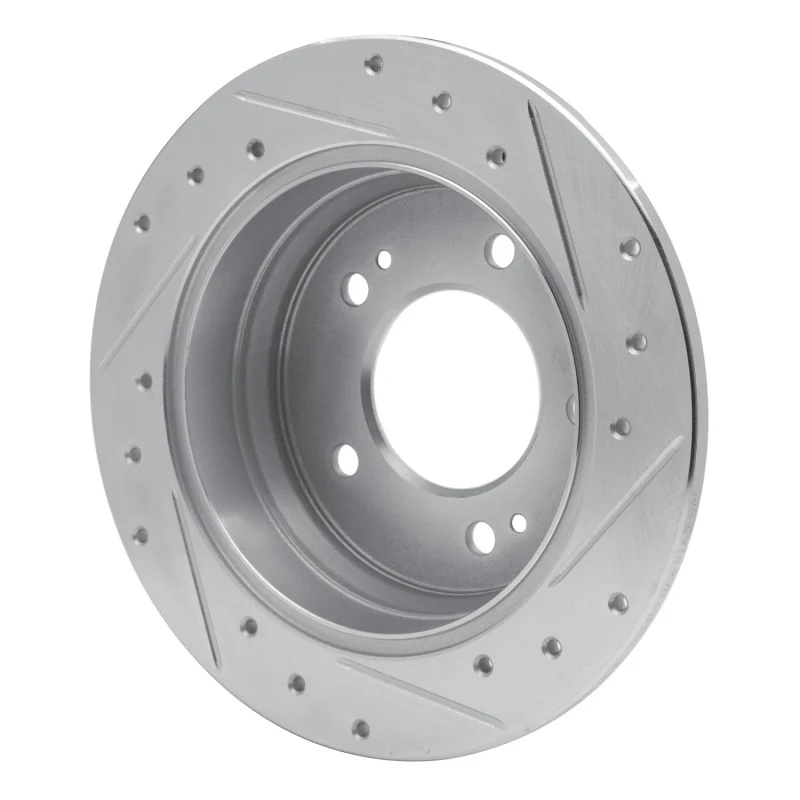 R1 09-16 Hyundai TUCSON Rear Left Drilled & Slotted Silver Brake Rotor - Image 5