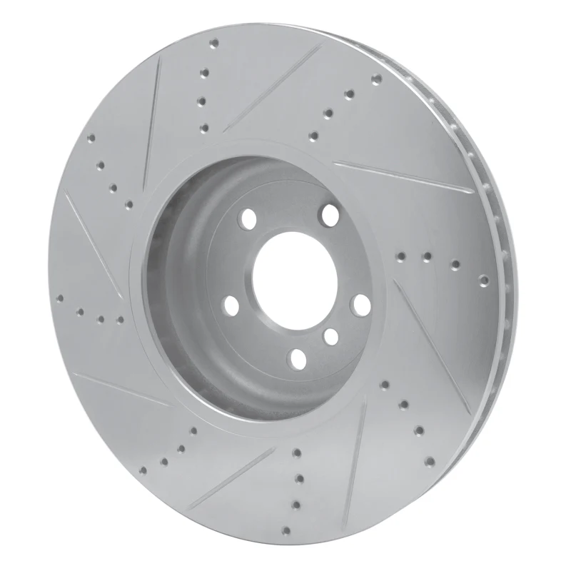 R1 09-17 BMW 750I Right Front Drilled & Slotted Silver Brake Rotor - Image 3