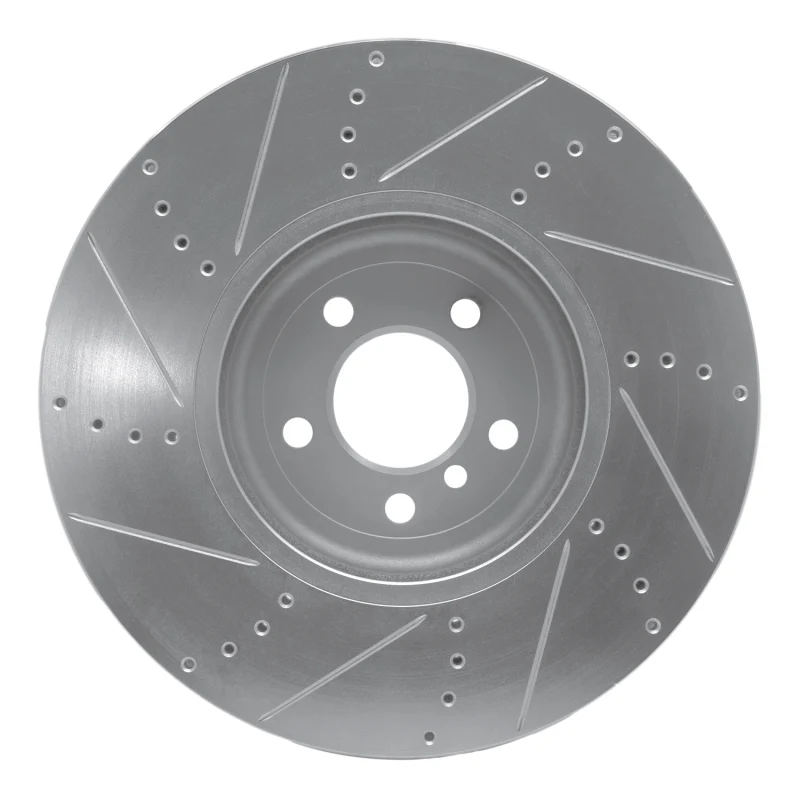 R1 09-17 BMW 750I Right Front Drilled & Slotted Silver Brake Rotor - Image 5
