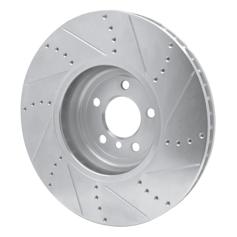 R1 09-17 BMW 750LI xDrive Left Front Drilled & Slotted Silver Brake Rotor - Image 2