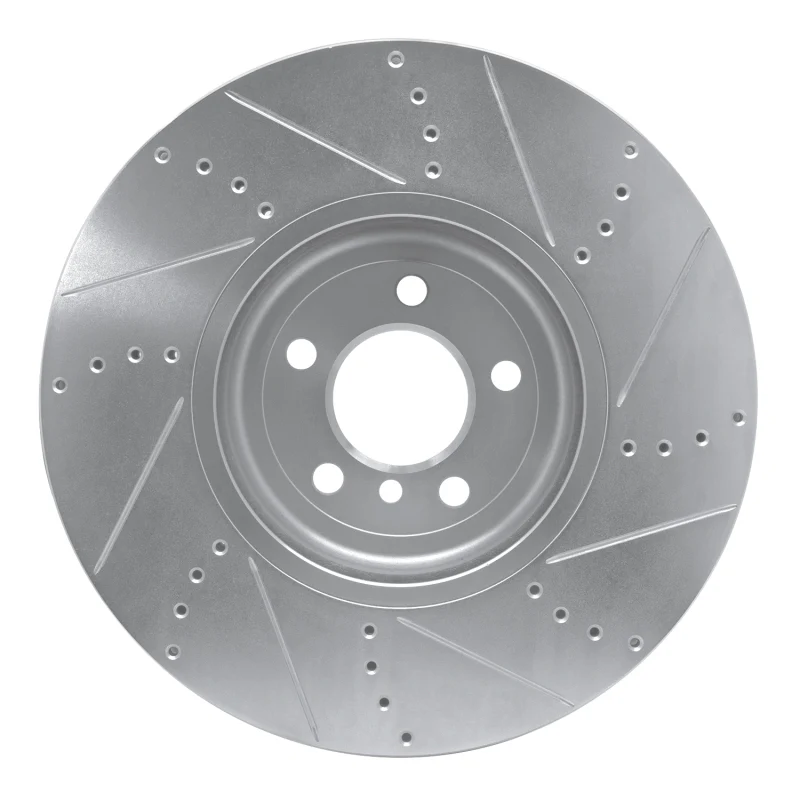 R1 09-17 BMW 750LI xDrive Left Front Drilled & Slotted Silver Brake Rotor - Image 3