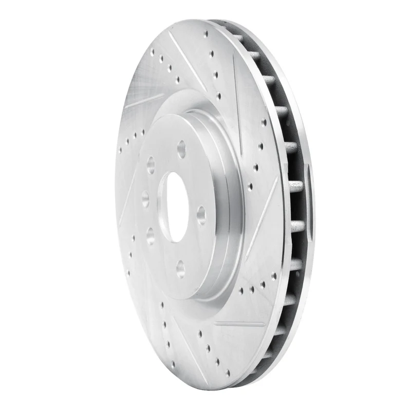 R1 09-17 Buick Regal Front Right Drilled & Slotted Silver Brake Rotor - Image 2