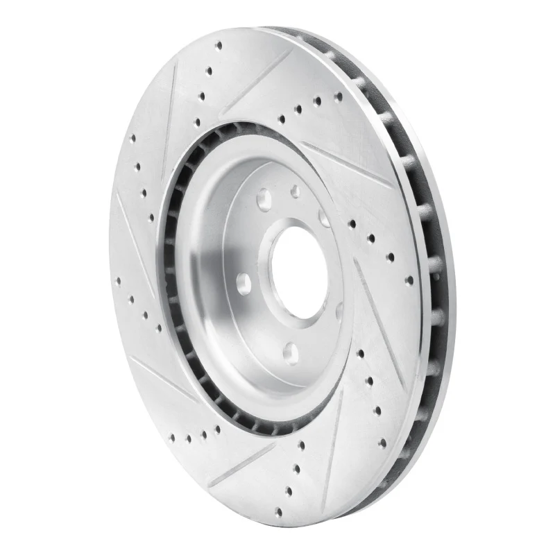 R1 09-17 Buick Regal Front Right Drilled & Slotted Silver Brake Rotor - Image 3