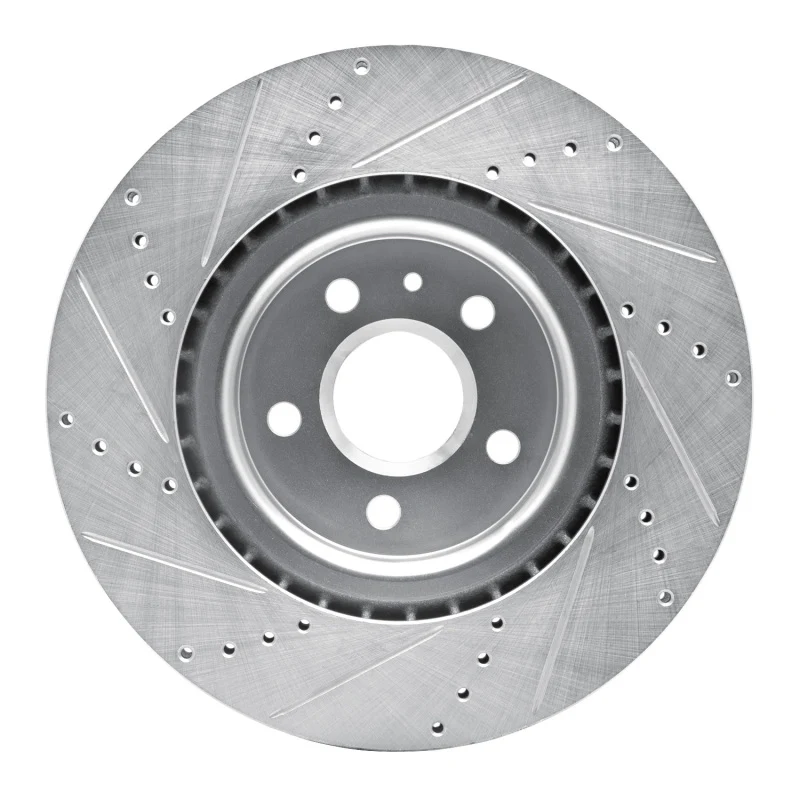 R1 09-17 Buick Regal Front Right Drilled & Slotted Silver Brake Rotor - Image 4