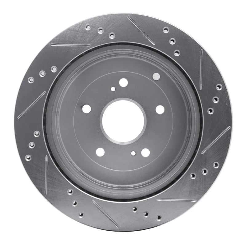 R1 09-17 Suzuki Grand Vitara Rear Left Drilled & Slotted Silver Brake Rotor - Image 2