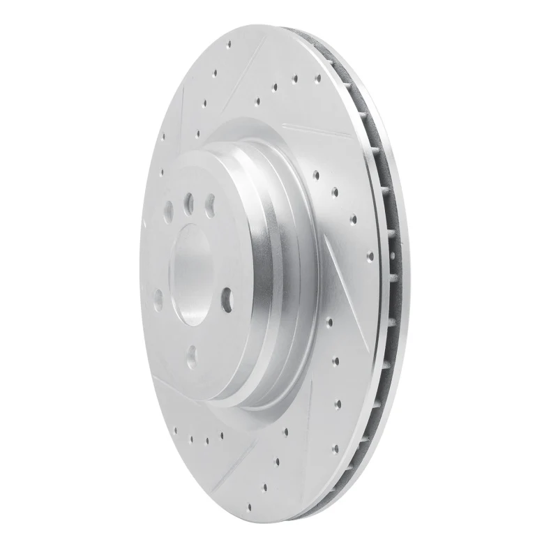 R1 09-19 BMW 750LI Rear Left Drilled & Slotted Silver Brake Rotor - Image 3