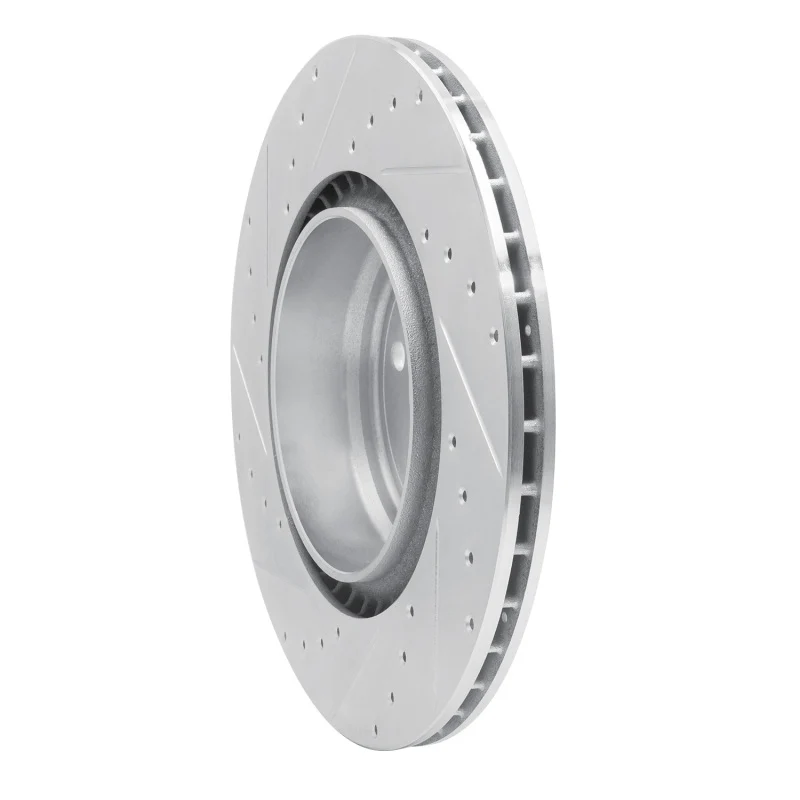 R1 09-19 BMW ALPINA B7 Rear Right Drilled & Slotted Silver Brake Rotor - Image 3
