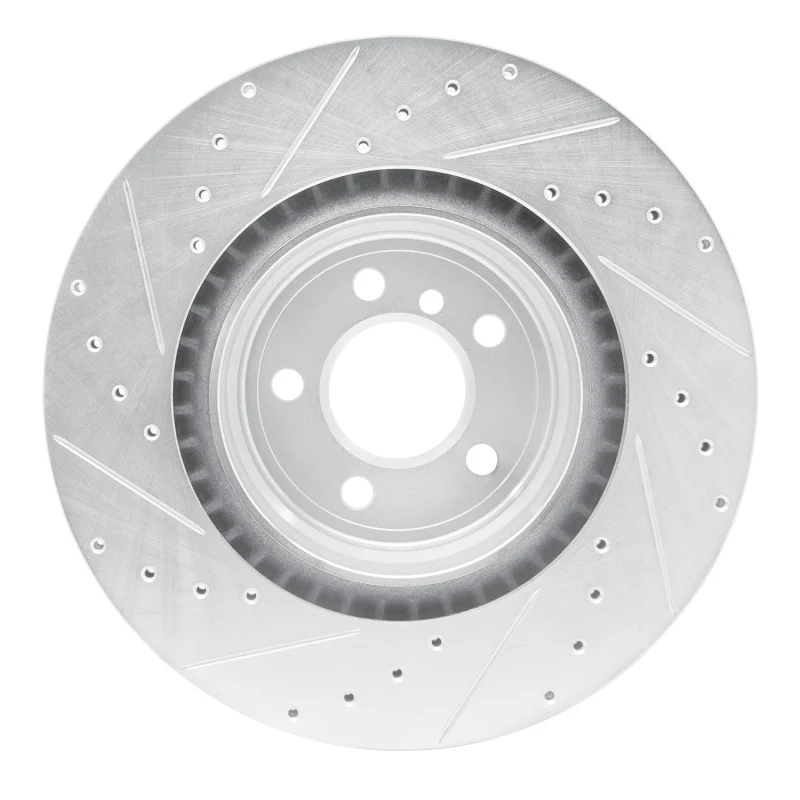R1 09-19 BMW ALPINA B7 Rear Right Drilled & Slotted Silver Brake Rotor - Image 4