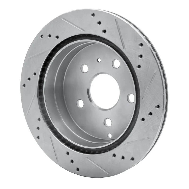 R1 09-20 Chevrolet Express 4500 Rear Left Drilled & Slotted Silver Brake Rotor - Image 2