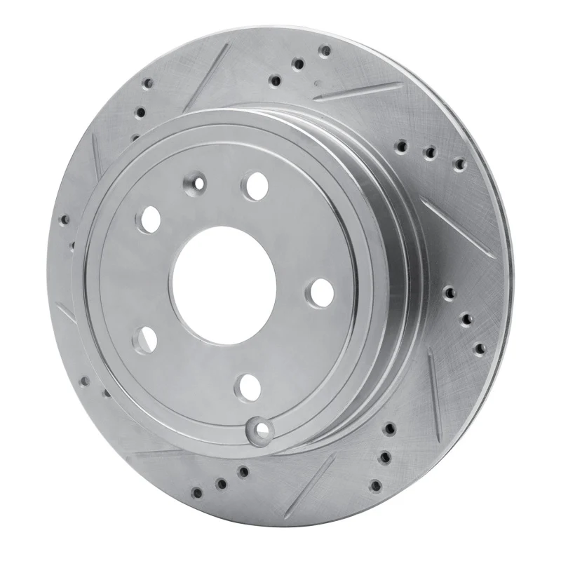 R1 09-20 Chevrolet Express 4500 Rear Left Drilled & Slotted Silver Brake Rotor - Image 4
