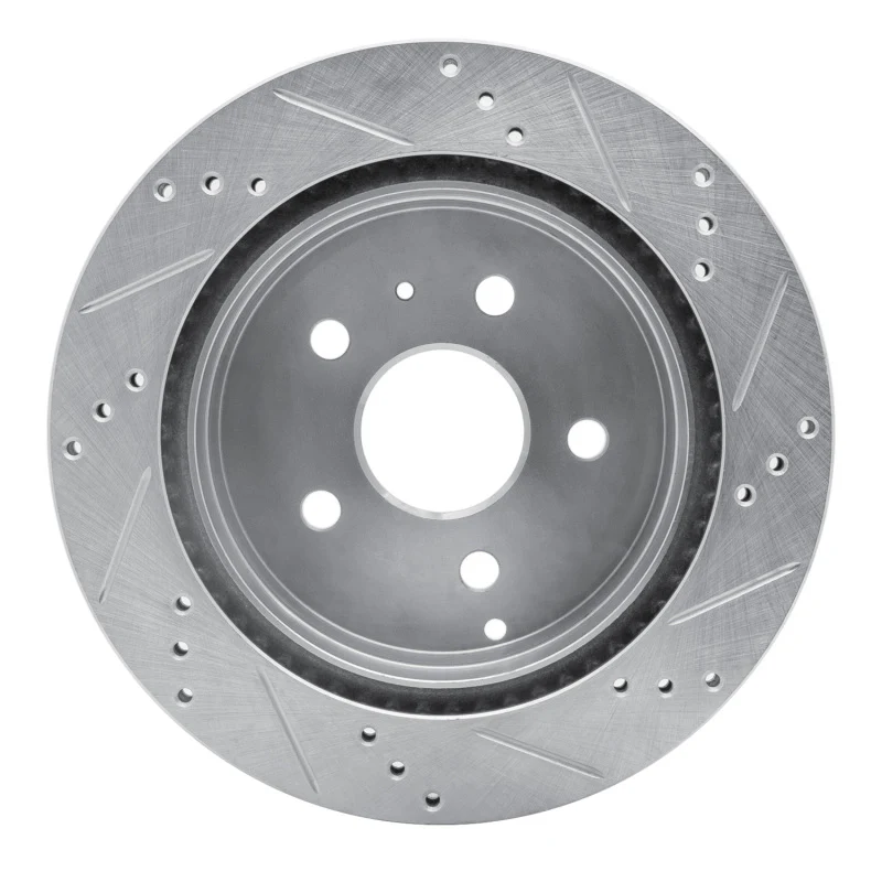 R1 09-20 Chevrolet Express 4500 Rear Left Drilled & Slotted Silver Brake Rotor - Image 5