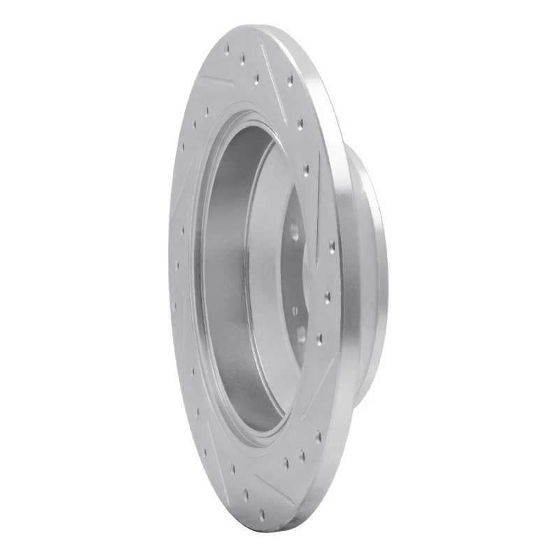 R1 09-20 Genesis G80 Rear Left Drilled & Slotted Silver Brake Rotor - Image 3