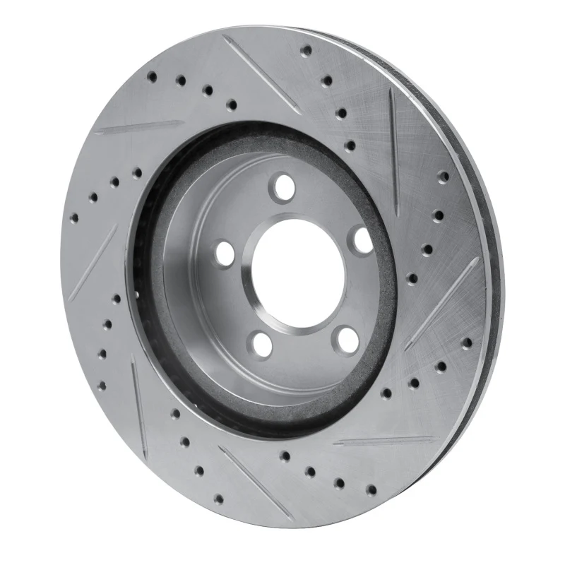 R1 09-23 Dodge Challenger Front Left Drilled & Slotted Silver Brake Rotor - Image 4