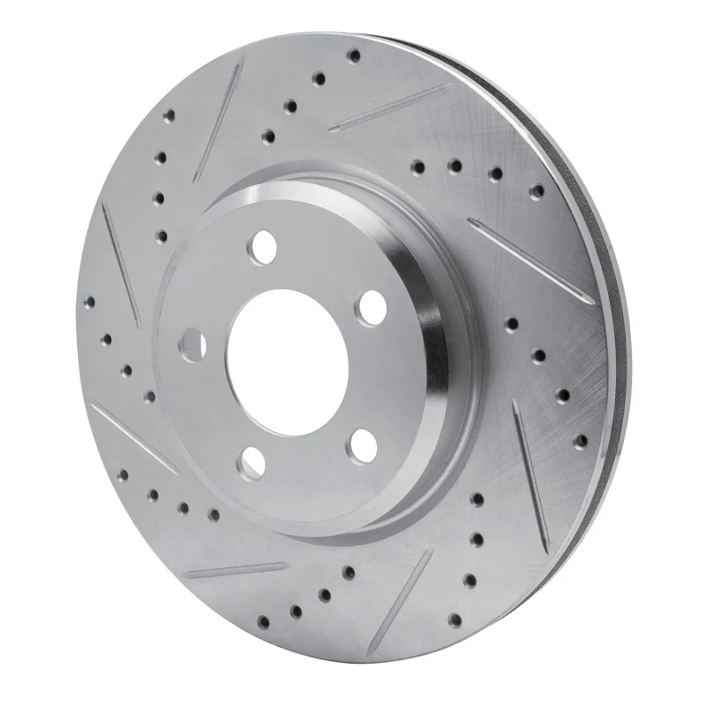 R1 09-23 Dodge Challenger Front Left Drilled & Slotted Silver Brake Rotor - Image 5