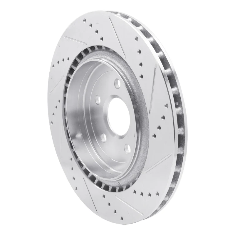 R1 09-24 Cadillac CTS Rear Left Drilled & Slotted Silver Brake Rotor - Image 2