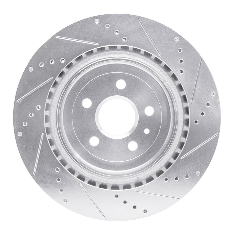 R1 09-24 Cadillac CTS Rear Left Drilled & Slotted Silver Brake Rotor - Image 5