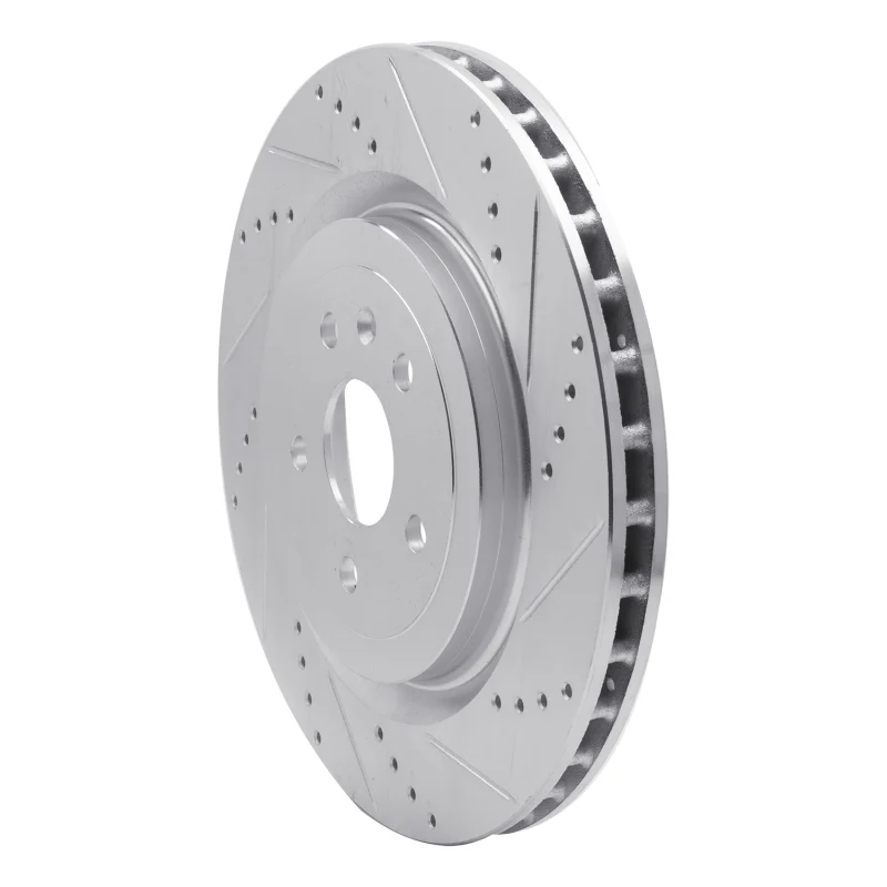 R1 09-24 Cadillac CTS Rear Right Drilled & Slotted Silver Brake Rotor - Image 3