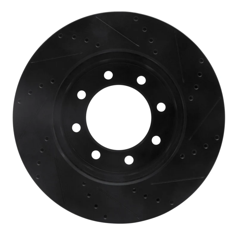 R1 09-25 Dodge Ram 2500 Front Left Drilled & Slotted Black Brake Rotor - Image 3
