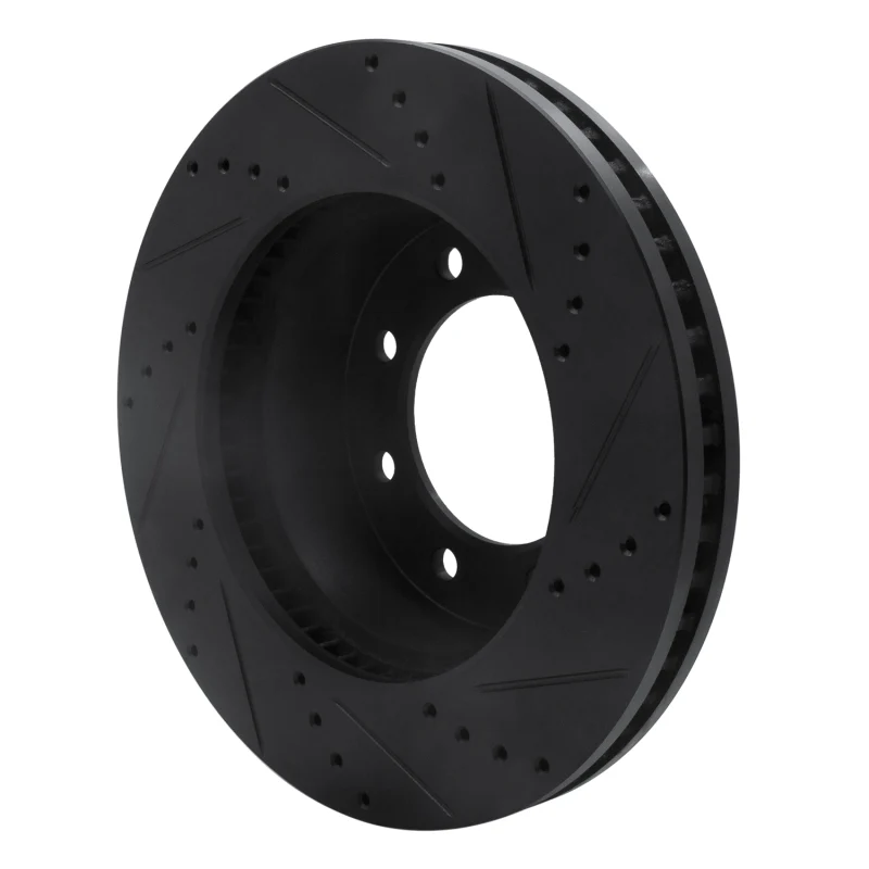 R1 09-25 Dodge Ram 2500 Front Left Drilled & Slotted Black Brake Rotor - Image 5