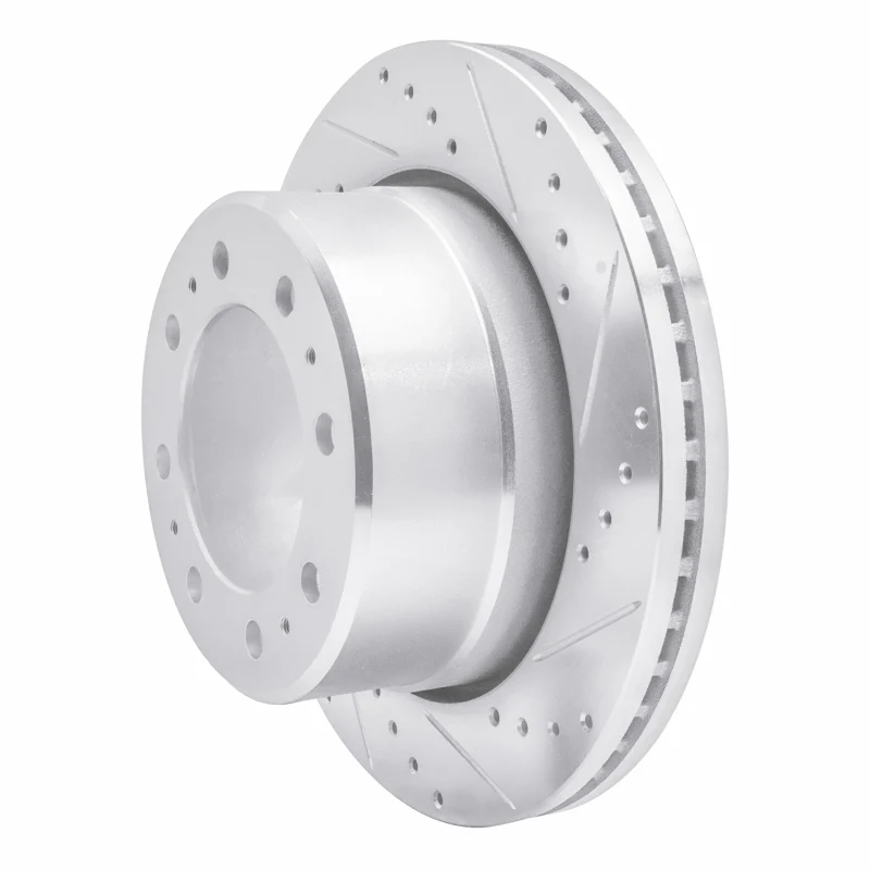 R1 09-25 Dodge Ram 2500 Rear Right Drilled & Slotted Silver Brake Rotor - Image 3