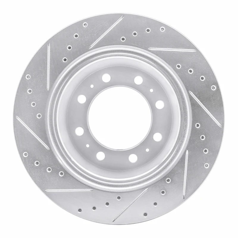 R1 09-25 Dodge Ram 2500 Rear Right Drilled & Slotted Silver Brake Rotor - Image 4